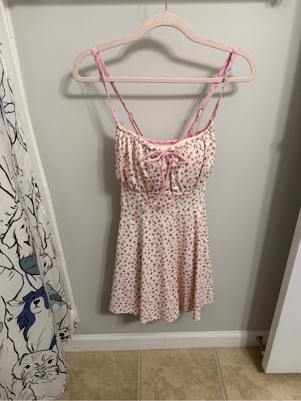 Blogilates Tie Front Twirl Dress in Cream Floral Print